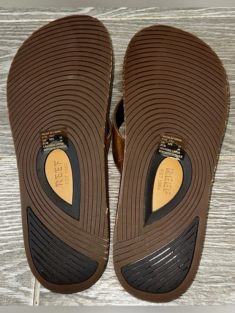 Reef Drift Classic Leather Flip Flop Sandals Brown Men’s 13 Casual Summer Beach